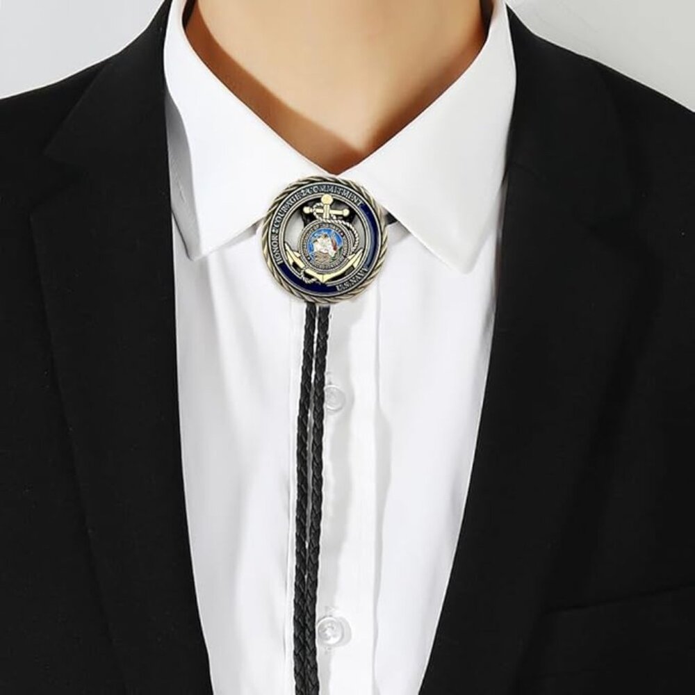 Cowboy Crown Leather Bolo Tie